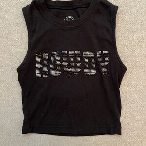 Black Sleeveless 'Howdy' Crop Top